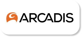 Logo of Arcadis with an orange wave symbol next to the capitalized word ARCADIS on a white background.