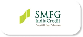 Logo of "SMFG India Credit" with the tagline "Pragati Ki Nayi Pehchaan".