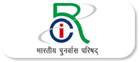 Logo with "R" encircled by a blue and green swoosh, with Hindi text below.