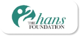 Logo of The Hans Foundation featuring stylized text and abstract human figure.