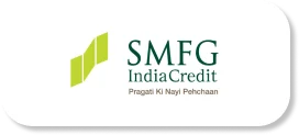 Logo of "SMFG India Credit" with the tagline "Pragati Ki Nayi Pehchaan".