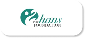 Logo of The Hans Foundation featuring stylized text and abstract human figure.