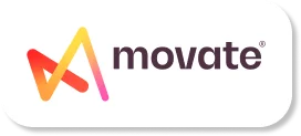 Logo of "movate" with a colorful stylized M on a white background.